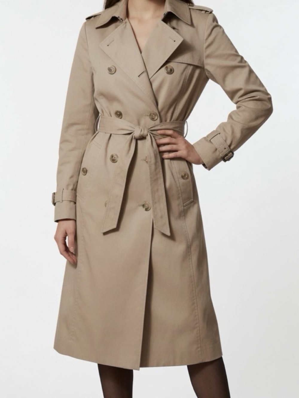 MSRP $360 Vertigo Classic Double-Breasted Belted Trench Coat Size Medium BNWT